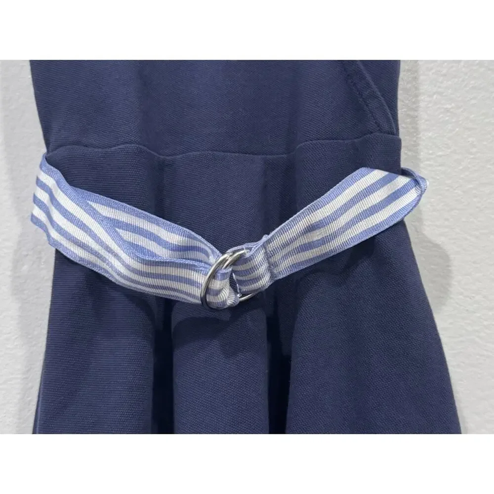 Ralph Lauren Navy Blue Belted Polo Dress Girls Size‎ 7 Preppy Nautical Classic